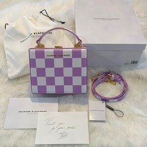 Brandon Blackwood Kendrick Trunk In Lilac and White Checkerboard Leather
